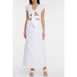 SIR The Label Anja Tie Midi Dress Women's 0 Chalk White Cut Out A Line Summer